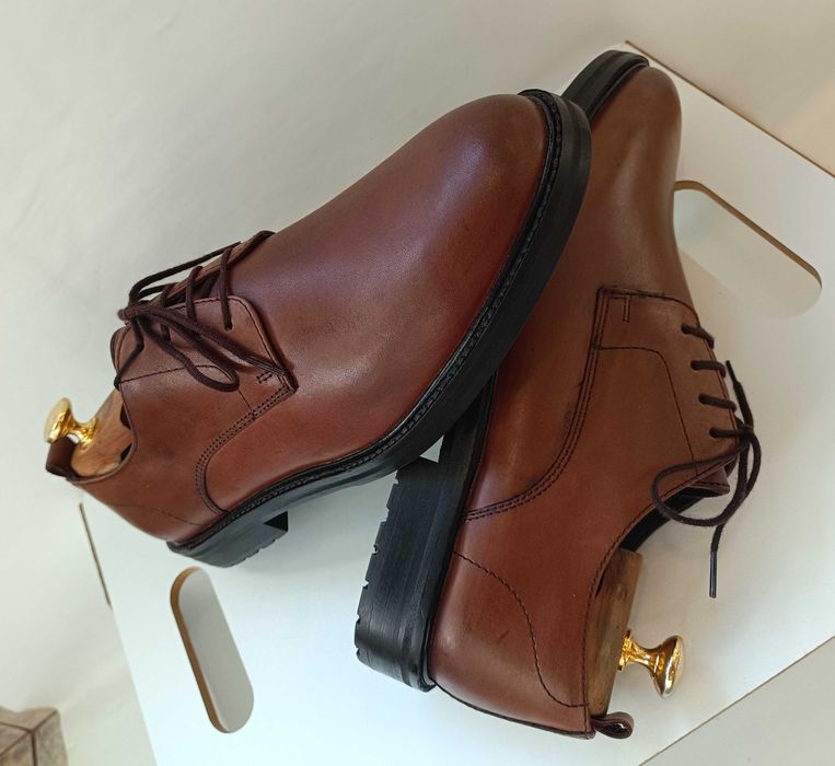 Pantofi derby 42 plain toe premium ZIGN NOI piele naturala