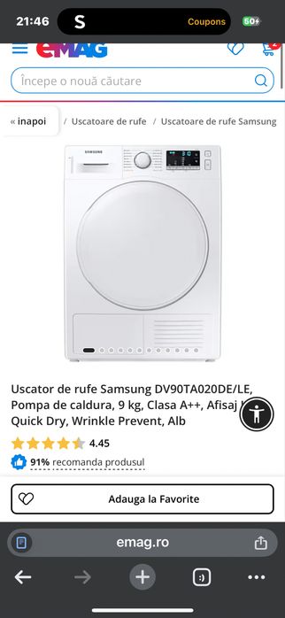 Vand masina de spalat si uscator Samsung