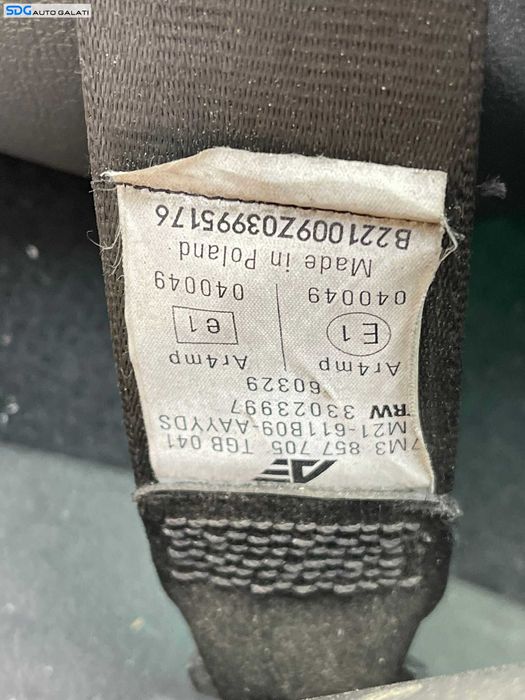 Centura Siguranta Stanga Fata Sofer Seat Alhambra 2001 - 2010 Cod 7M3857705 1M21-611B09-AA [C0538]