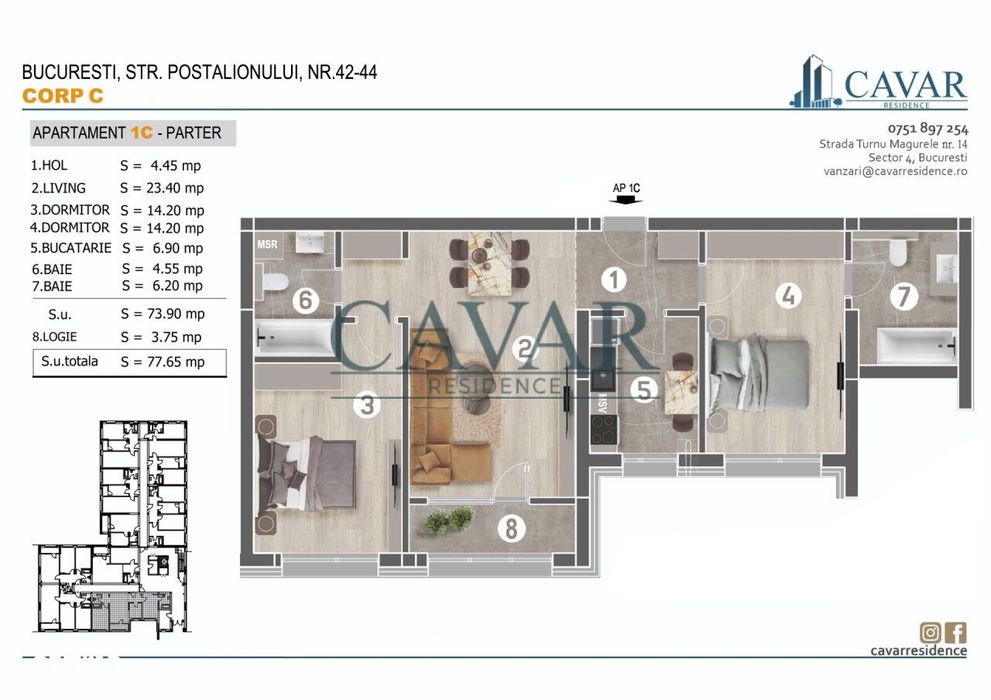 3 Camere 2 Bai Comision 0% Constructie Finalizata