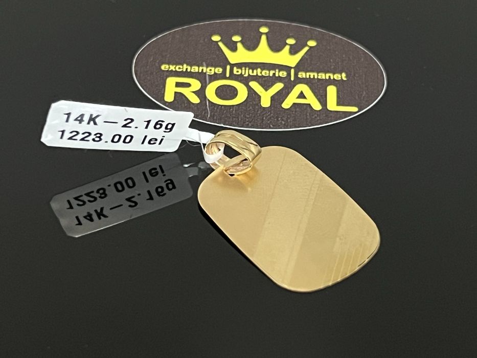 Bijuteria Royal CB : Pandant placa aur 14k 585 2,16 grame