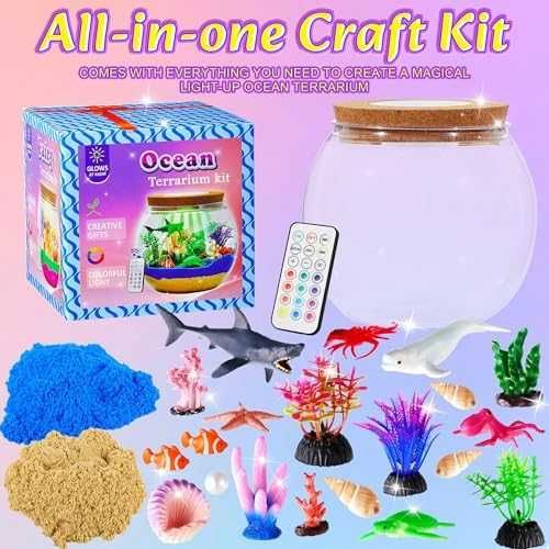 Нов детски океан терариум комплект с фигурки и 13 LED цвята за деца
