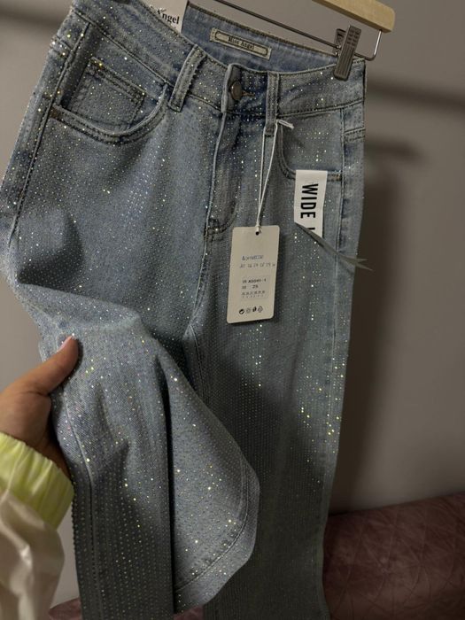 Blugi largi pietricele - model larg, talie înaltă - calitate premium