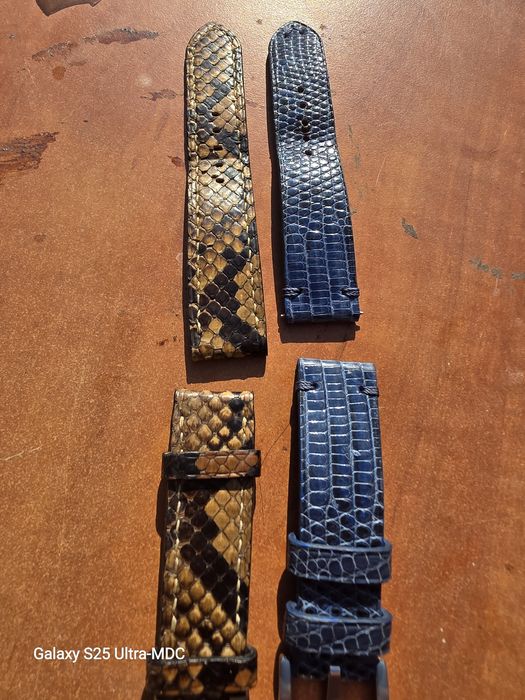 Vând 2 curele handmade din piele exotica de piton și iguană pentru ceas 22mm