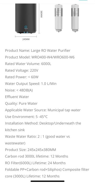 Filtru apă  cu Osmoza inversa