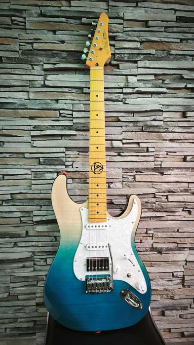 Chitara electrica Stratocaster J&D Blue Flame Custom - Garantie
