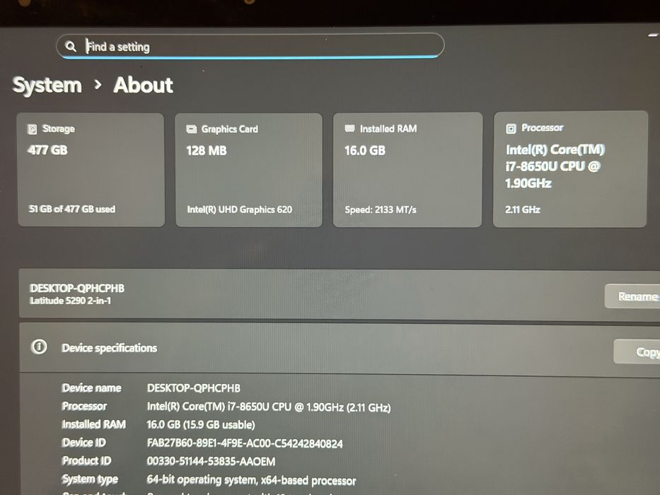 Laptop tableta Dell Latitude 5290 2-in-1 intel i7, 16gb ram, 512gb ssd