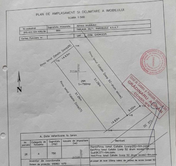 De vanzare 750 mp teren intravilan, Ghercesti, utilitati, proprietar