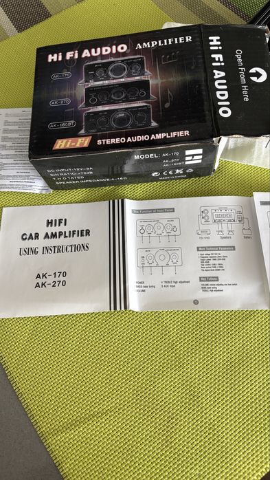 Музикален двуканален мощен усилвател 12v