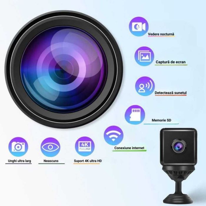 Мини Шпионска Камера за видео наблюдение, Spy cam, Wi-Fi, IR, 1080p