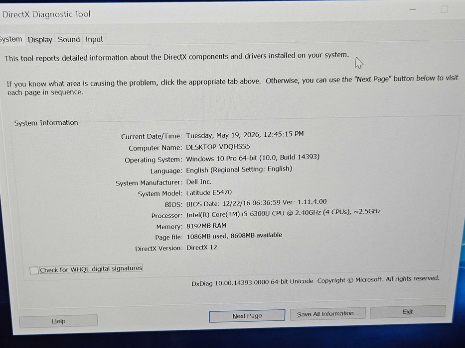 laptop 14" Dell Latitude E5470 i5 6300u 8 gb ram ssd 128gb