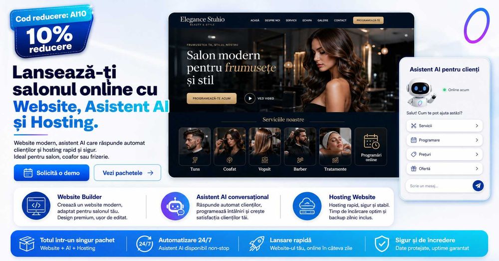 Website de prezentare + Asistent AI + Hosting inclus pentru afacerea ta