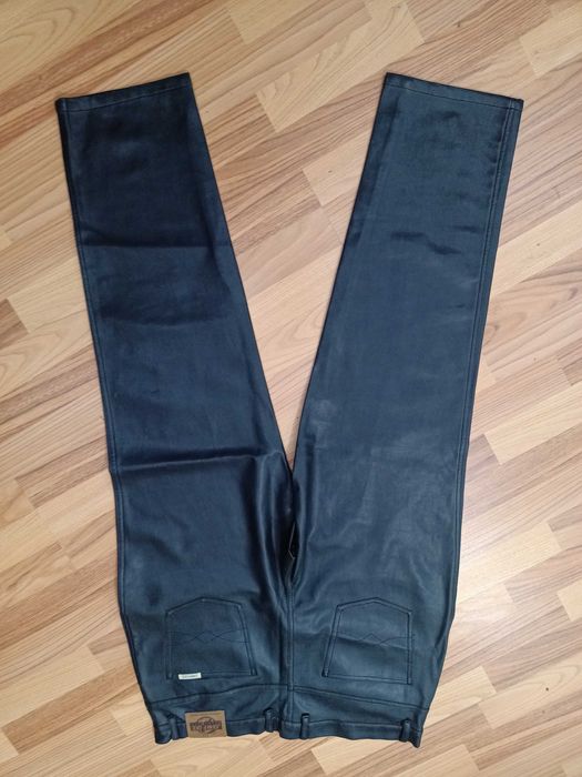 Pantaloni moto piele street  bleumarin închis spre gri măsură 50