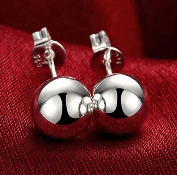 Сребърни обеци топчета 8 мм