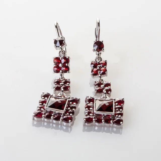 Серьги  серебро с чешским гранатом Granat (оригинал)