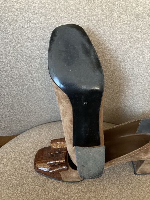Pantofi dama din piele maro, 38, cu funda