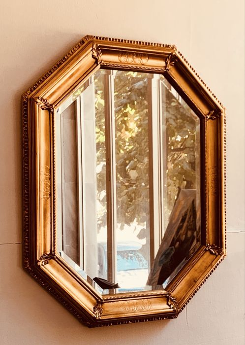 Винтидж златно огледало • Барок / Нео-барок • Фасетирано стъкло