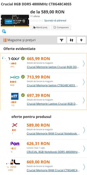 Memorie laptop Transcend 8GB DDR5 4800MHz JM4800ASG-8G