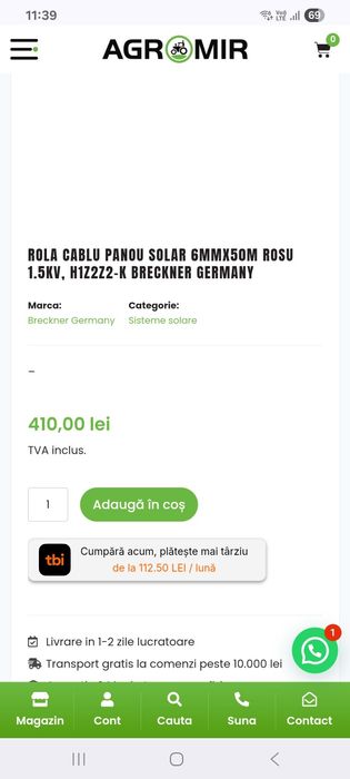 Cablu solar panouri fotovoltaice
