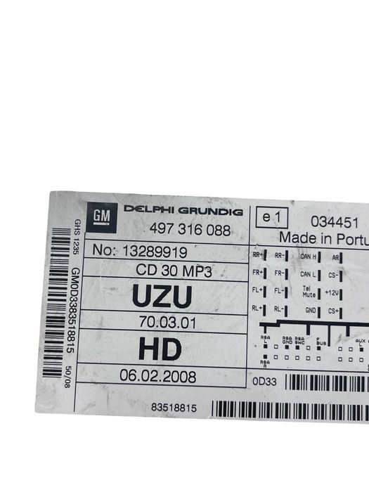 Player Cd/Dvd Sistem De Navigatie Opel Corsa D S07 2006 - 2014 4973160
