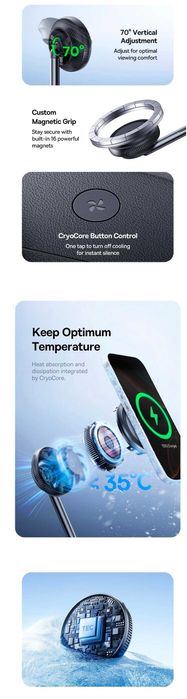 Baseus FS41 Qi2 Док-станция 3в1 Активным охлаждением TEC 15W iPhone 17