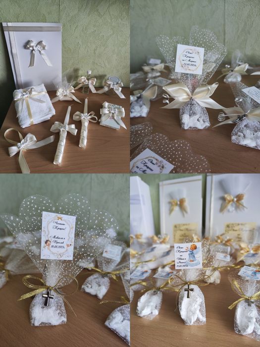 Покани, подаръчета и комплекти за кръщене в цвят по избор на клиента