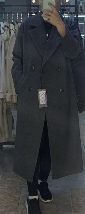 Серое пальто, универсальный стиль, размер 44–48