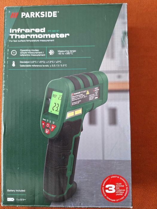 Termometru digital cu laser si infraroșu model PTI
380 B1 Parkside