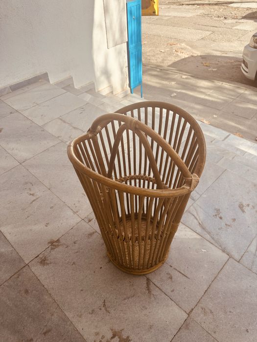 Декоративен ратанов кош/стойка,Nordic Boho стил от 90-те Дания