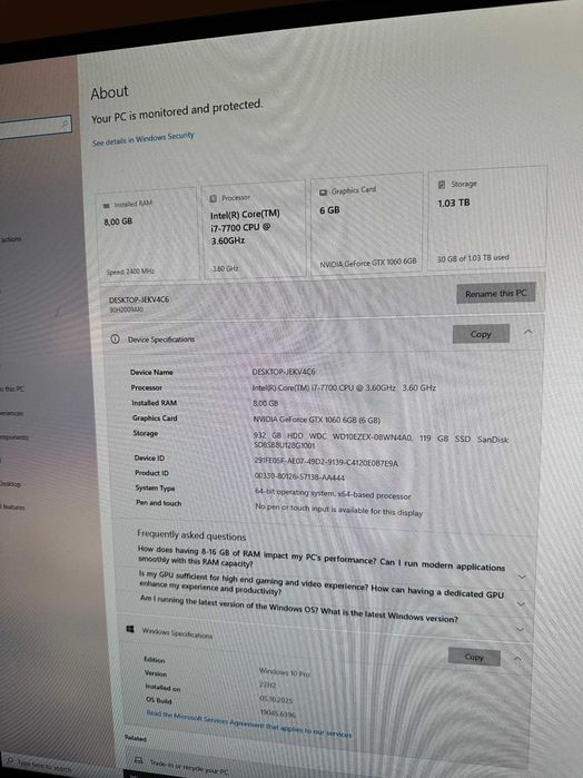 PC Gaming Lenovo Y720 Cube i7 + GTX 1060 6GB - Setup complet