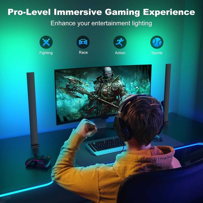 Set 2 lampi LED RGB SMART,42cm,APP+Tele+Music Sync, REDUS de la 275RON