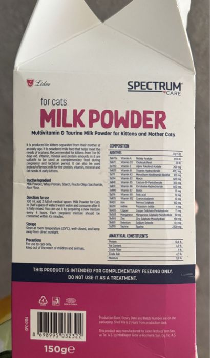 Молочная смесь котятам