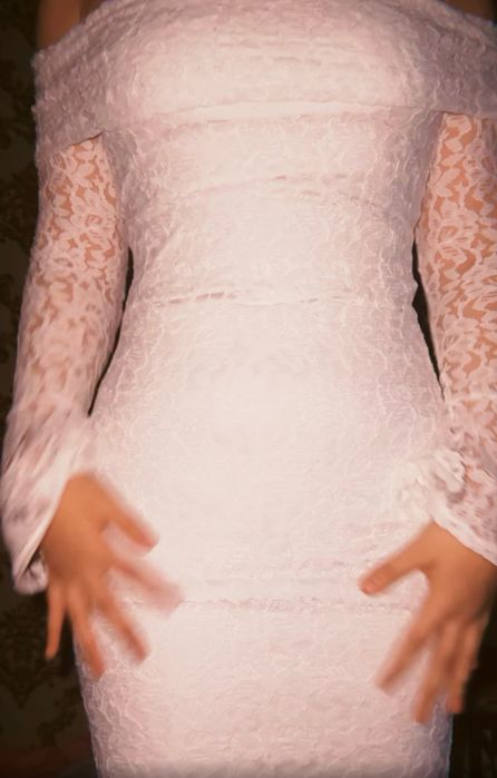 белое веченее платье размер S