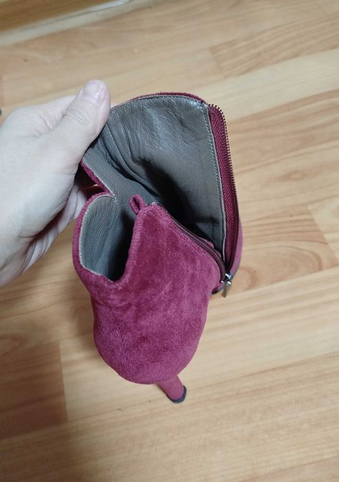 Замшевые ботильоны бордовые, 39 размер
