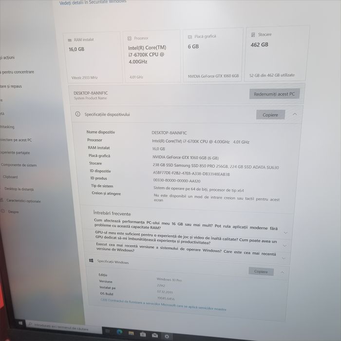 Unitate I7-6700k, Gtx 1060 6Gb