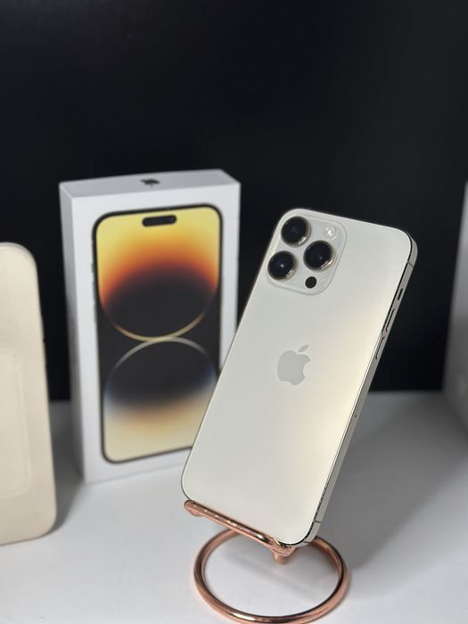 iPhone 14 Pro Max Gold 256 GB 91% ca nou full box impecabil + husa