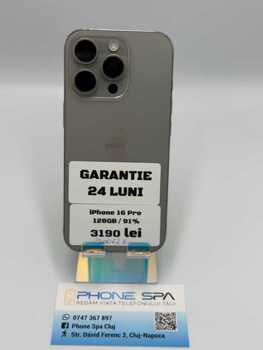 iPhone 16 Pro 128GB 91%- Din magazin,cu garantie! RATE TBI !