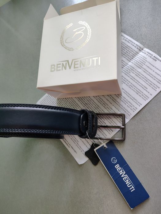 Curea bărbătească Benvenuti, din piele naturala bleumarin