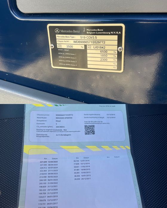 Mercedes Sprinter 519 XXL 12.2010 Automat 3.5T cat.B Clima  E5 V6 CDI
