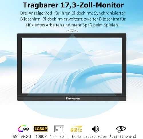 Showscreen преносим монитор 17.3″ Full HD 60Hz с говорители
