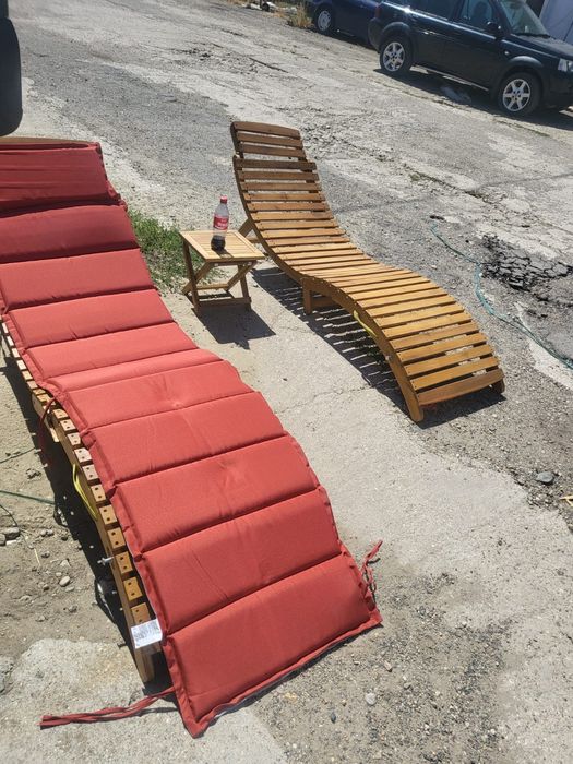 Set șezlong pliabil,, cu perne reversibile, din lem de salcâm