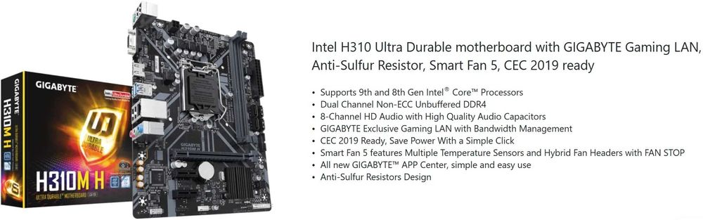 Дъно Дънна платка GIGABYTE H310M H 1151 DDR4