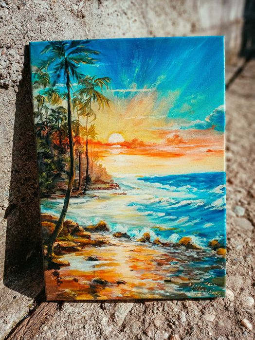 Execut la comanda picturi de peisaje pe panza in ulei