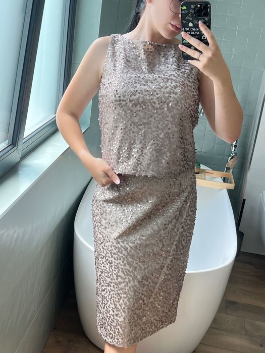 Дамски официален сет 2 части, топ с пола