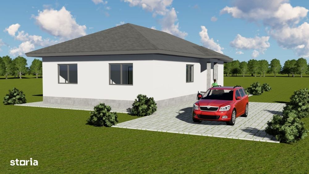 Casa pe un singur, nivel 150 mp, teren 520 mp, in Corunca