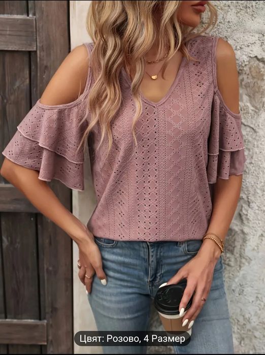 Дамска блуза с къс ръкав