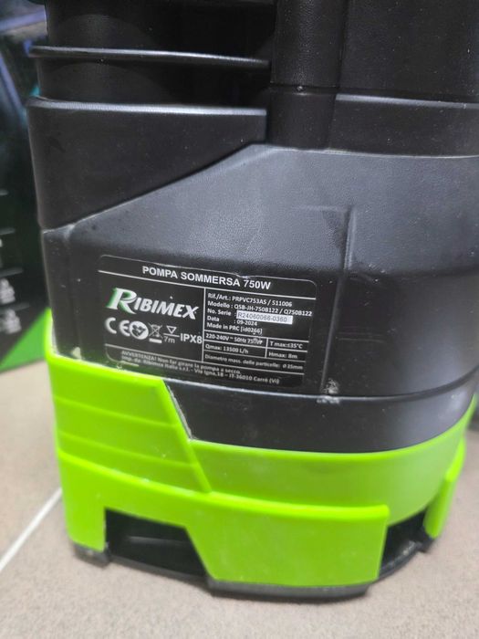 Pompă submersibilă pentru ape uzate Ribiland 750W cu plutitor integrat