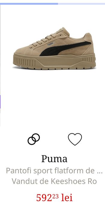 Puma Flatform piele intoarsa bej, Karmen II, nr 40