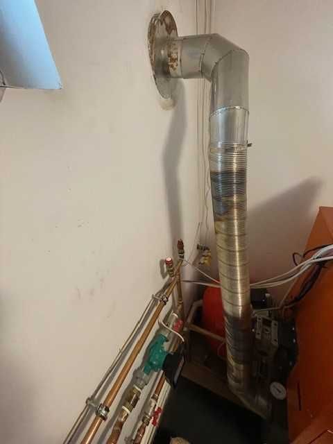 Cos fum inox izolat 4m (180mm) + racord + scara prindere / siguranta.