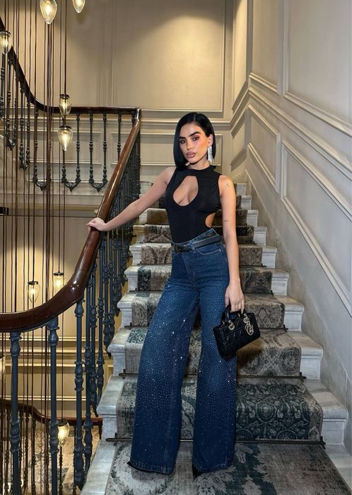 Дамски дънки с камъни